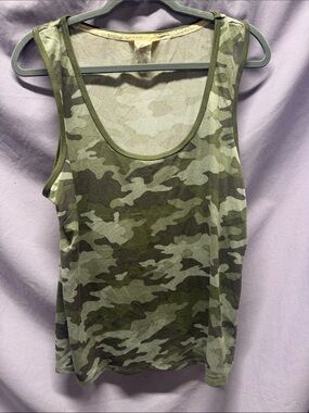 Lucky Brand Green Camo Scoop Neck Tank